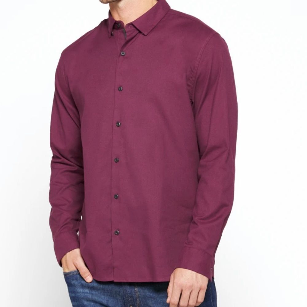 THE ARTEFACT Nolan‎ Stretch Jaspe Shirt M Burgundy Stitch Fix Nwt